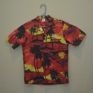 ROYAL CREATIONS HAWAIIAN SUNSET & PALMS RED YELLOW